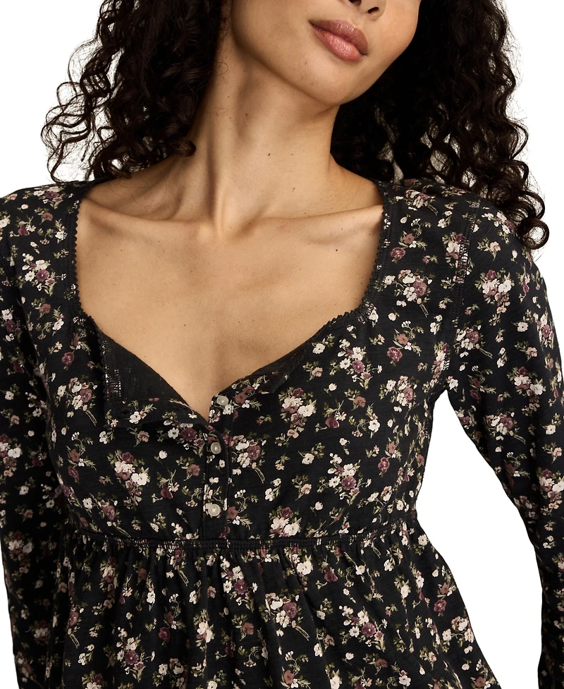 Lucky Brand Women's Babydoll Henley Top
