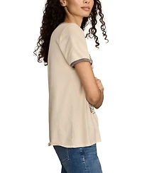 Lucky Brand Women's Janis Joplin Floral Frame Classic Crewneck T-Shirt