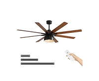 Sofucor 52-inch Modern Black 8-Blade Ceiling Fan with Remote Control and Timing Function