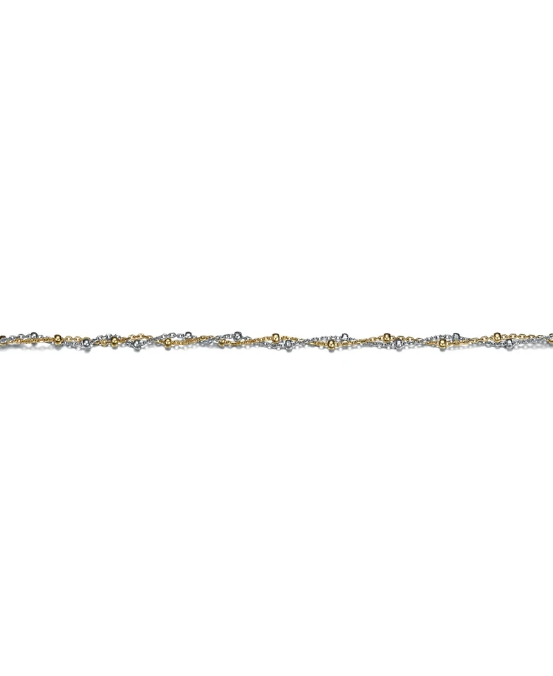 GiGiGirl Sterling Silver Two-Tone Entwined Double-Layer Chain Anklet