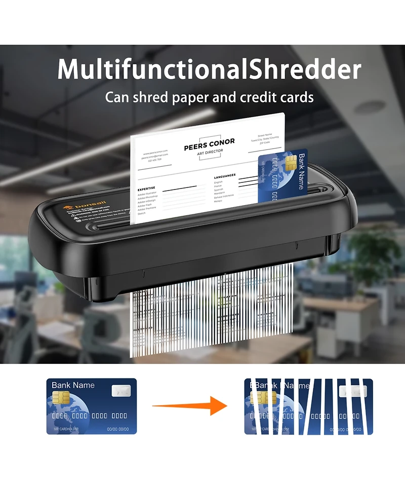 Bonsaii 6-Sheet Strip-Cut Paper Shredder with Basket, Portable Home Office Shredder with Overheat Protection, Compact Design for Easy Use