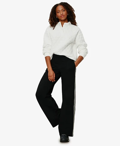 Sanctuary Women's Quilted Button Popover Pull-On Sweatshirt