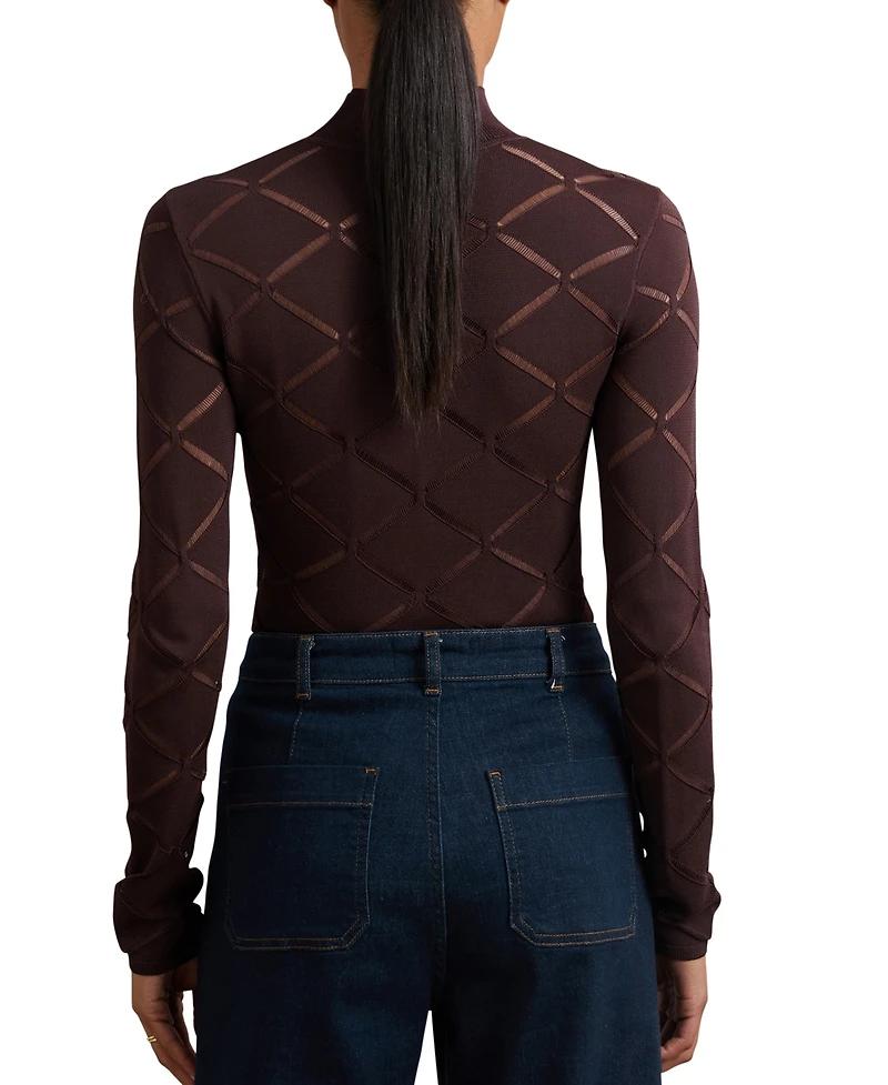 Reiss Women's Laser-Cut Funnel-Neck Knit Top