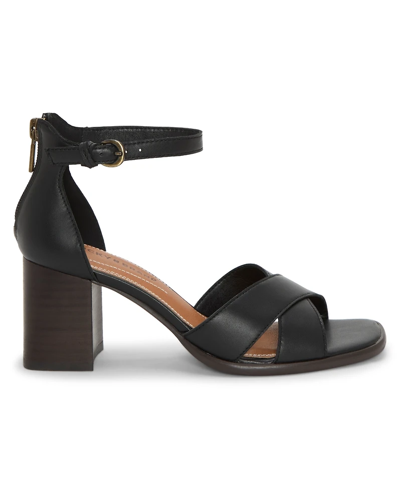 Lucky Brand Women's Herrika Stacked Heel Crisscross Dress Sandals