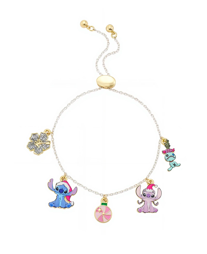 Disney Stitch and Angel Holiday Charm Adjustable Bolo Bracelet