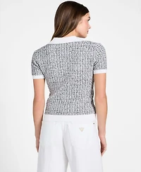 Guess Women's Short-Sleeve V-Neck Collar Annabelle Sweater