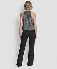 Dkny Women's Sleeveless Printed Voile Halter Top