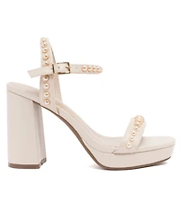 Sugar Women's Vallentina Pearl Block Heel Dress Sandals