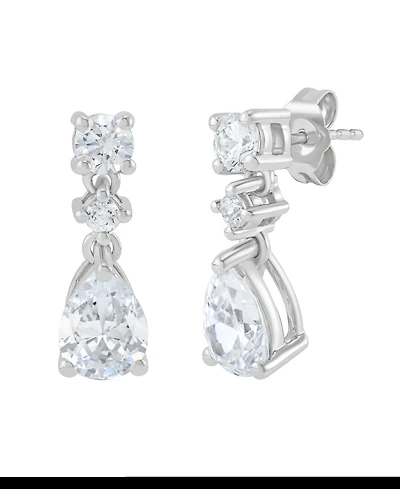 Grown With Love Lab Grown Diamond Pear & Round Drop Earrings (2 ct. t.w.) in 14k White Gold