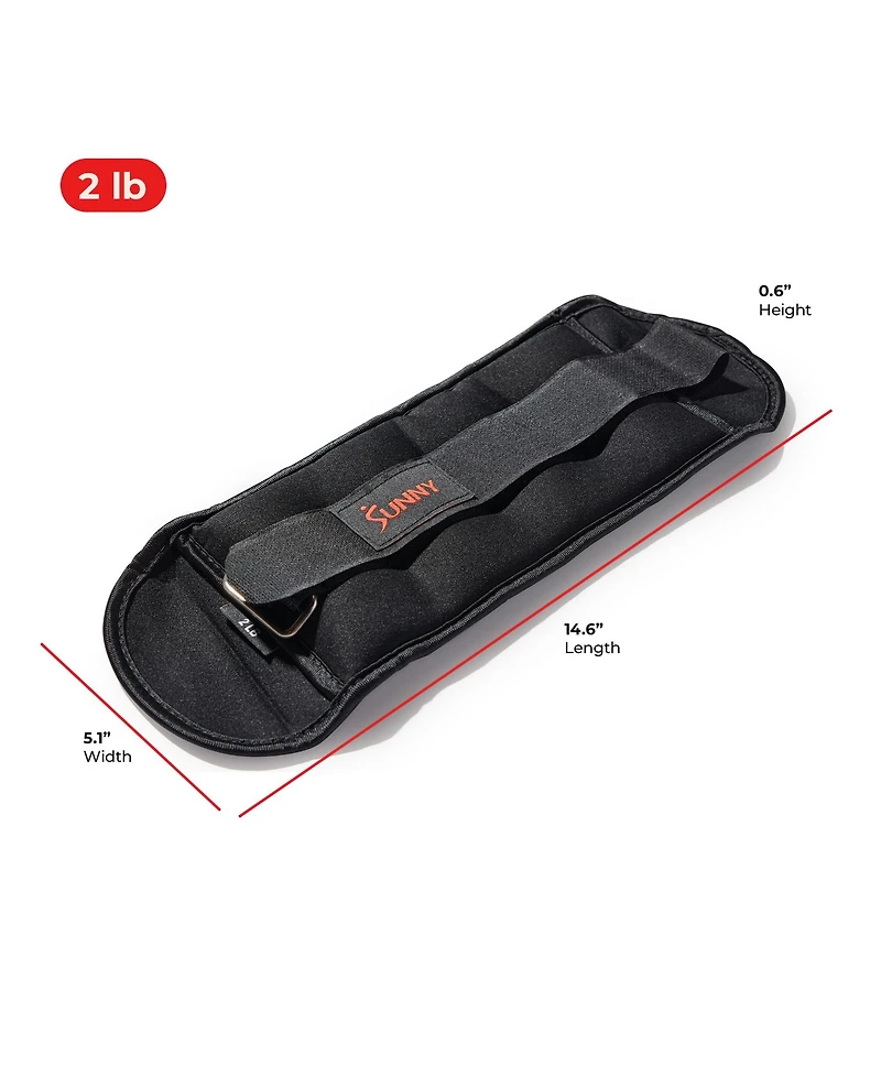 Sunny Health & Fitness Ankle Weights 2 lb, Pair, Black