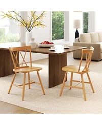 Costway Dining Chairs Farmhouse Kitchen Chair with Rubber Wood Frame