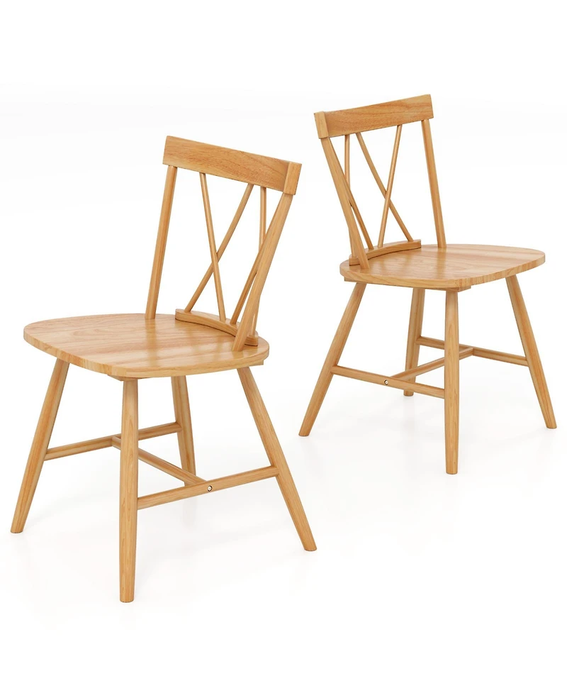 Costway Dining Chairs Farmhouse Kitchen Chair with Rubber Wood Frame
