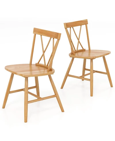 Costway Dining Chairs Farmhouse Kitchen Chair with Rubber Wood Frame