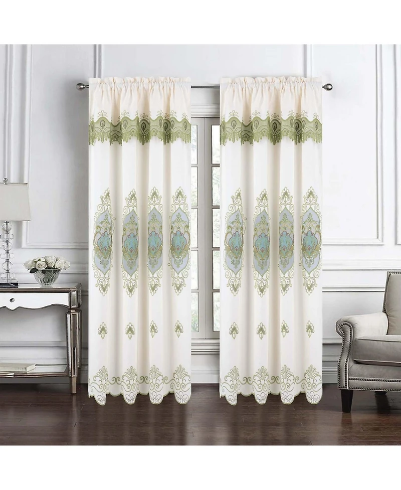 Rt Designer Collection Betsy Macrame Rod Pocket Curtain Panel 52" x 84" Sage