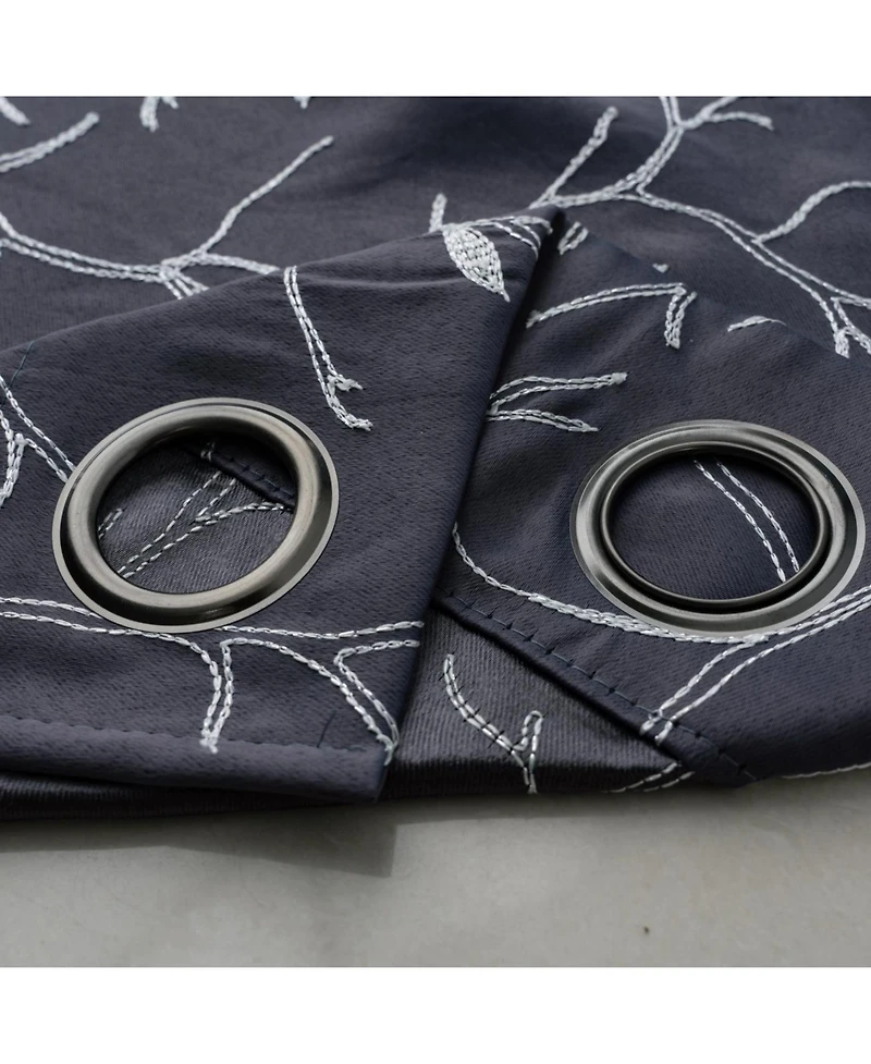 Rt Designer Collection Luciana Embroidered Blackout Luxurious Decorative Grommet Curtain Panel 54" x Charcoal