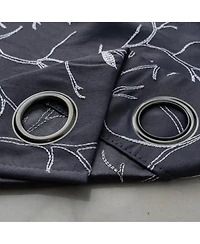 Rt Designer Collection Luciana Embroidered Blackout Luxurious Decorative Grommet Curtain Panel 54" x Charcoal