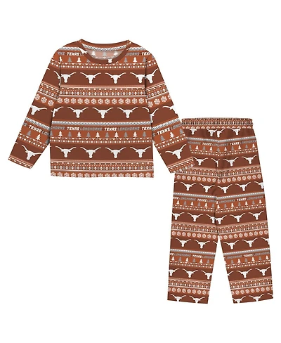 Outerstuff Big Boys and Girls 2-Piece Texas Orange Longhorns Ugly Sweater Pajama Set