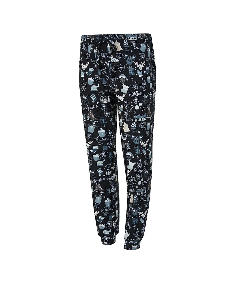 Concepts Sport Women's 2-Piece Black Las Vegas Raiders Chestnut Long Sleeve T-Shirt and Pants Sleep Set