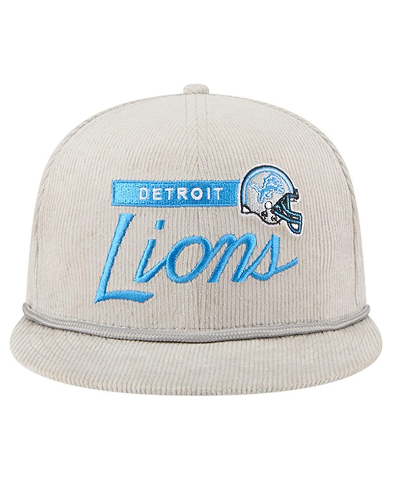 New Era Men's Gray Detroit Lions Cord Rope Corduroy 9FIFTY Snapback Hat