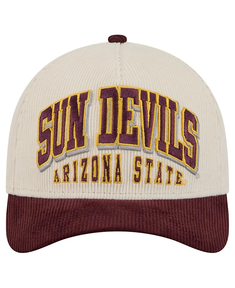 New Era Men's Maroon/Cream Arizona State Sun Devils Arch Two-Tone Corduroy 9FORTY A-Frame Adjustable Hat