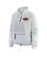 Wear by Erin Andrews Women's White Washington Commanders Polar Fleece Half-Zip Jacket