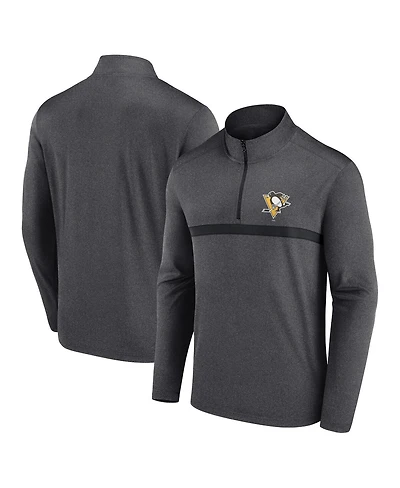 Logo Athletic Men's Heather Charcoal Pittsburgh Penguins Head-to-Head Raglan Quarter-Zip Sweatshirt