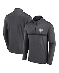 Logo Athletic Men's Heather Charcoal Pittsburgh Penguins Head-to-Head Raglan Quarter-Zip Sweatshirt