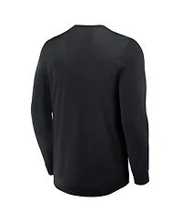 Fanatics Men's Black Pittsburgh Penguins Adrenaline Push Long Sleeve Henley Shirt