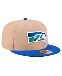 New Era Men's Tan Seattle Seahawks Throwback Logo Main 59FIFTY Fitted Hat