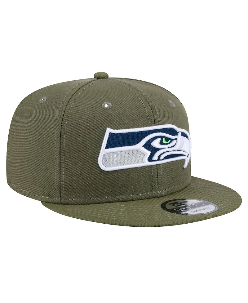 New Era Men's Olive Seattle Seahawks Main 9FIFTY Snapback Hat