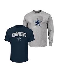Fanatics Men's Navy/Heather Gray Dallas Cowboys Big & Tall 2-Pack T-Shirt Set