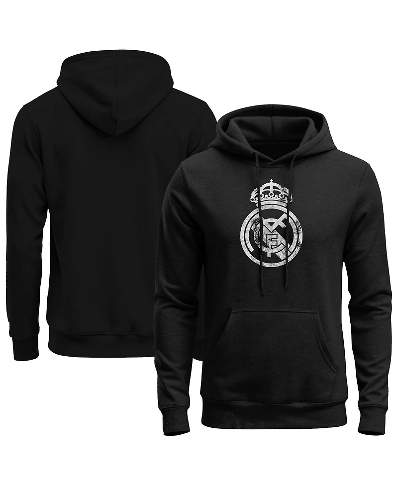 1863FC Men's Black Real Madrid Mono Badge Fleece Hoodie