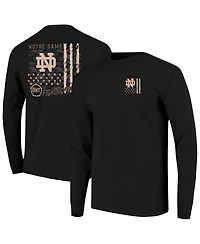 Image One Men's Black Notre Dame Fighting Irish Oht Camo Overlay Comfort Colors Long Sleeve T-Shirt