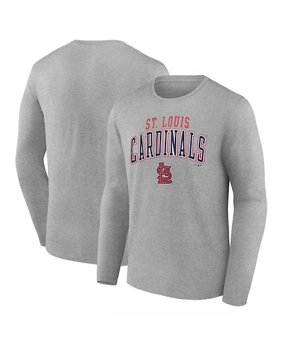 Fanatics Men's Heather Gray St. Louis Cardinals Iconic Logo Long Sleeve T-Shirt