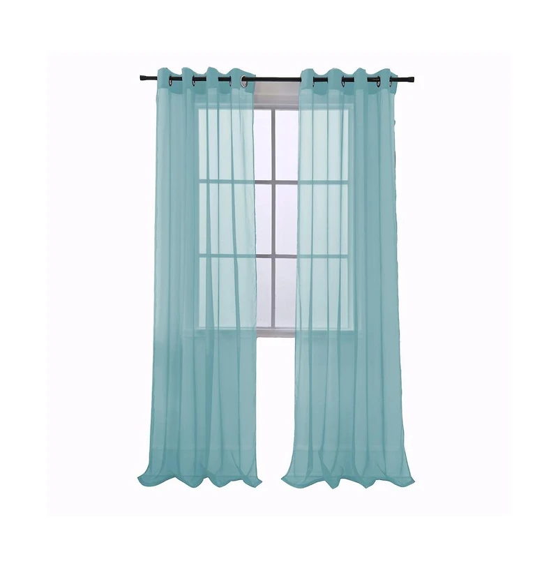 Rt Designers Collection Cara One Sheer Grommet Light Filtering Curtain Panel 54" x 90" Aqua