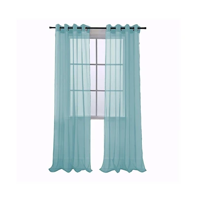 Rt Designers Collection Cara One Sheer Grommet Light Filtering Curtain Panel 54" x 90" Aqua