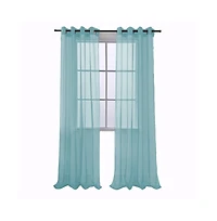 Rt Designers Collection Cara One Sheer Grommet Light Filtering Curtain Panel 54" x 90" Aqua