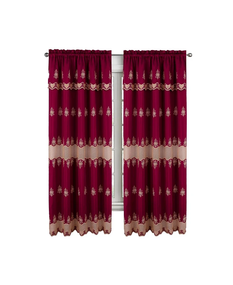Rt Designers Collection Donna Macrame Construction 3" Rod Pocket Curtain Panel 54" x 90" /Gold