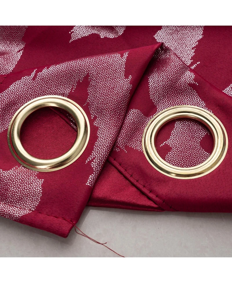 Rt Designer Collection Heathrow Halo Foil Blackout Luxurious Decorative Grommet Curtain Panel 54" x 90" Red