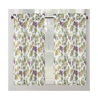 Rt Designer's Collection Tribeca Grapes Printed Slub 3 Pieces Kitchen Curtain