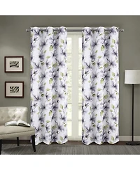 Rt Designer Collection April Printed Blackout Luxurious Decorative Grommet Silver Curtain Panel