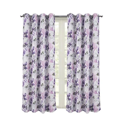 Rt Designers Collection Eden Printed Blackout Grommet Window Curtain Panel 54" x 84" Lilac