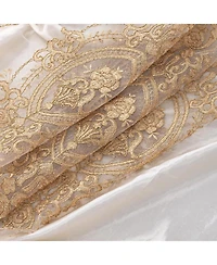 Rt Designers Collection Daisy Embroidery Grommet Curtain Panel With Attached Valance 54" x 84" Beige/Gold