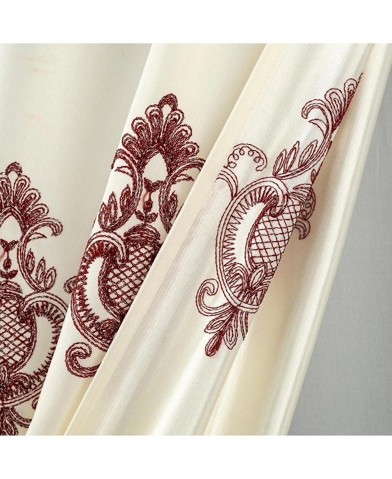 Rt Designers Collection Debbie Macrame Construction 3" Rod Pocket Curtain Panel 54" x 84" Beige/Burgundy