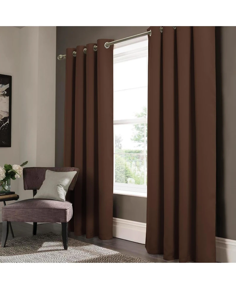 Rt Designer Collection Anchorage Blackout Grommet Luxurious Modern Design Curtain Panel 54" x 95" Chocolate