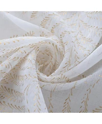 Rt Designers Collection Faye Grommet Metallic Sheer Printed Doily Curtain Panel 54" x 95" Taupe