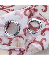 Rt Designers Collection Crown Grommet Metallic Sheer Printed Doily Curtain Panel Pair 36" x 84" Burgundy