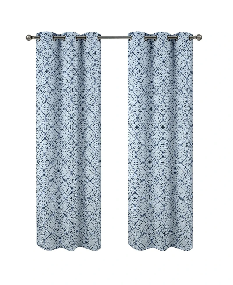 Rt Designer Collection Woodbridge Jacquard Grommet Luxurious Modern Design Curtain Panel 54" x 84" Blue
