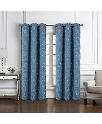 Rt Designer Collection Luciana Embroidered Blackout Luxurious Decorative Grommet Curtain Panel 54" x 84" Wedgwood
