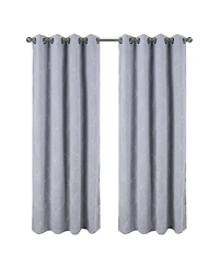 Rt Designer Collection Kimber 2 Pack Embroidered Blackout Luxurious Decorative Grommet Curtain Panel 36" x 84" Silver